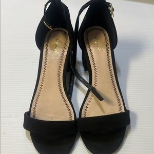 Qupid Black Ankle Strap Heels